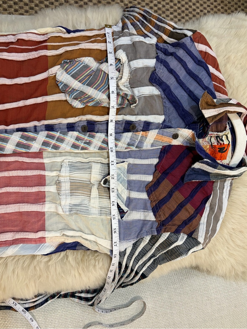 Robert Graham Zen Shirt Unisex Medium Multicolor Patchwork Reworked Button RARE - Picture 7 of 7